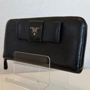Prada Bow Detail Black Wallet